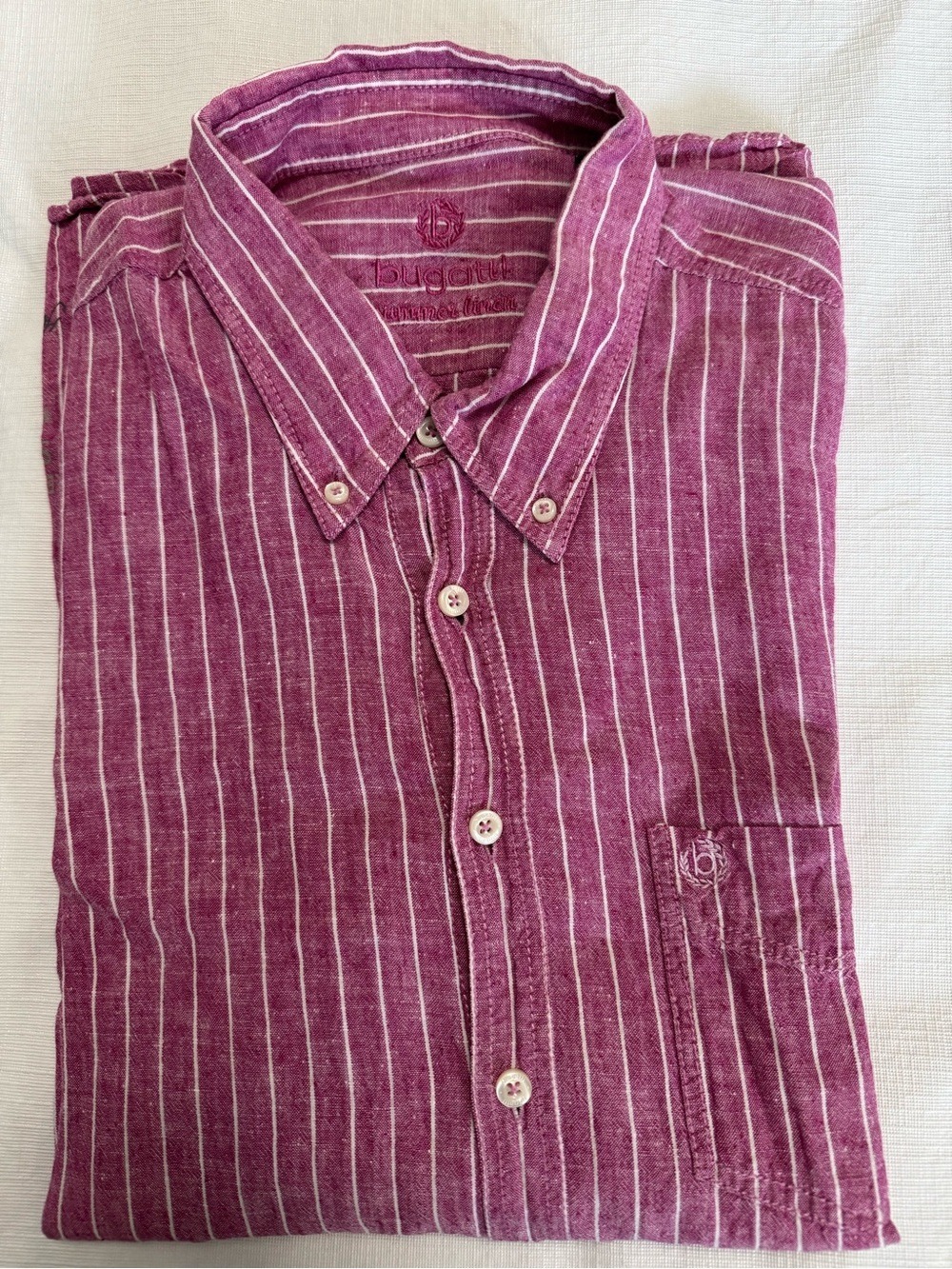 Bugatti Magenta & White Vertical Stripe Button-Down Shirt XL